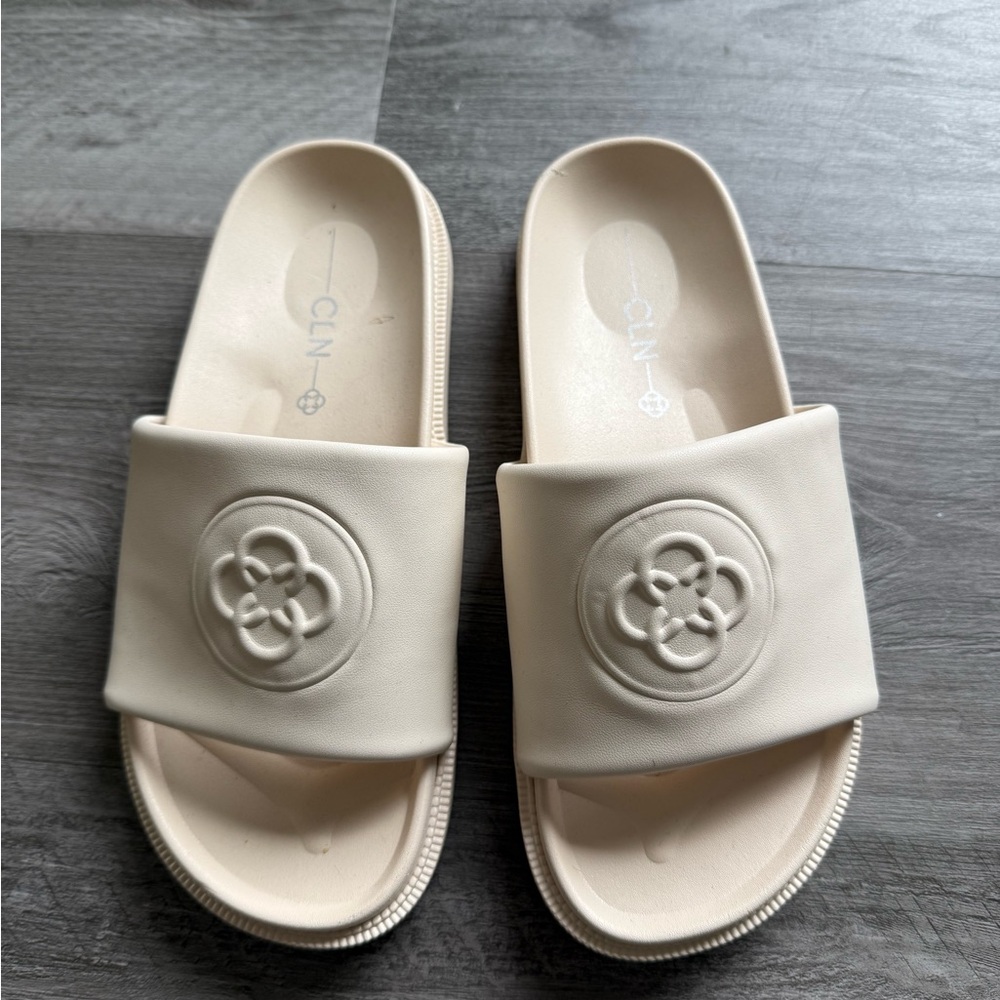 Cream Slide Sandals - Picture 2 of 3